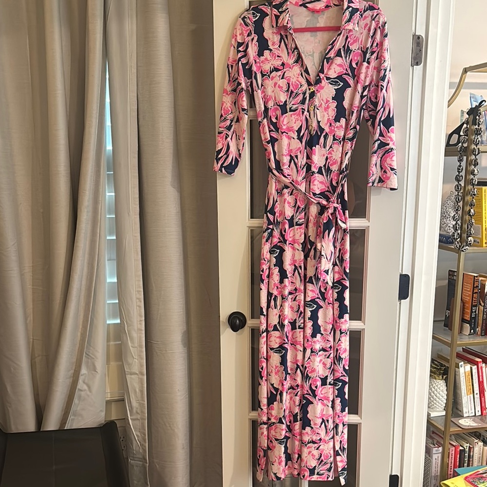 Lilly Pulitzer Flamingo Maxi Shirtdress